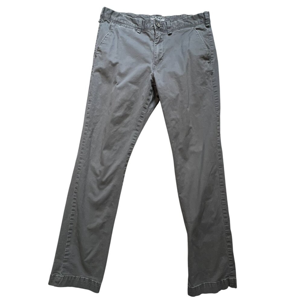 Express Mens Photographer Chino Pants 30x30 Gray Slim Straight Casual Classic